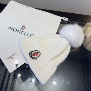 Moncler Women's White Pom-Pom Beanie